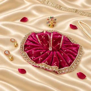 Makhmali Lal – Pink Velvet Laddu Gopal Poshak