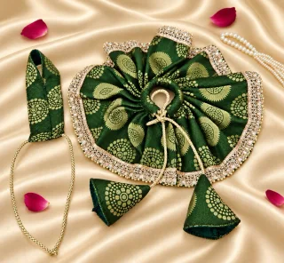 Kunj Bihari Lal – Green Brocade Laddu Gopal Poshak